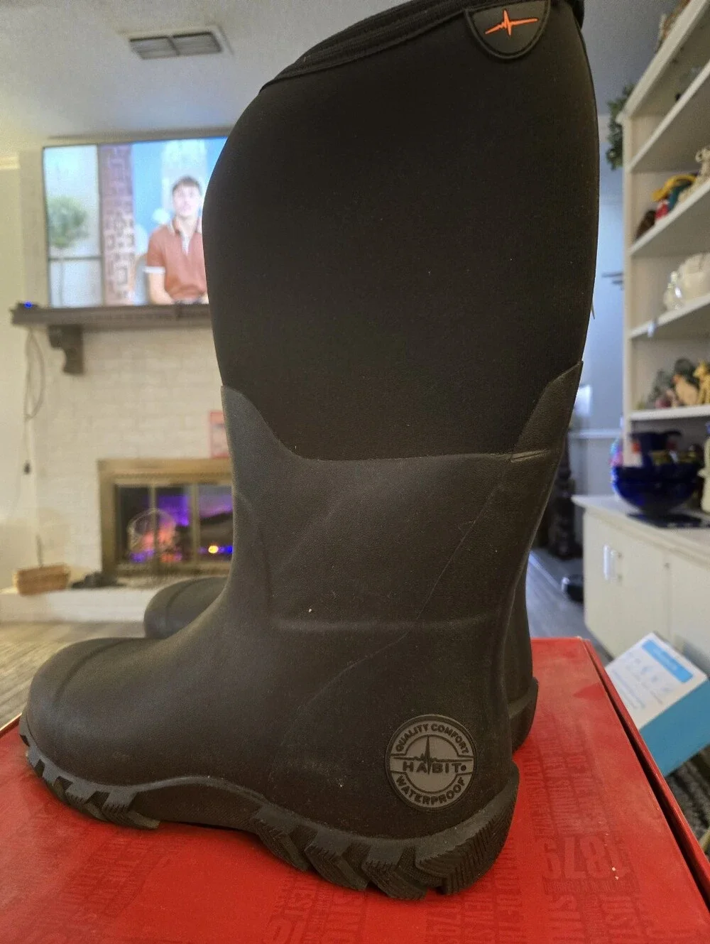 Men's Habit Black Waterproof Work Boots, Size 12